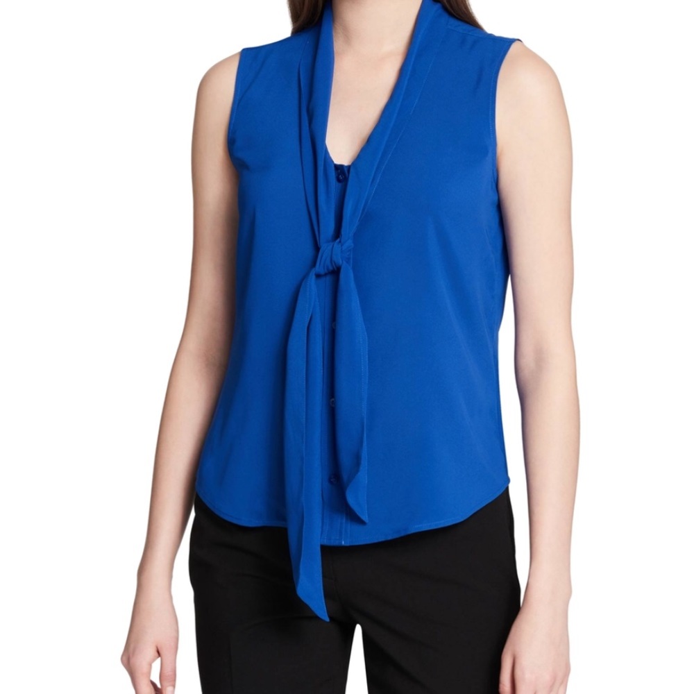 Calvin Klein solid bow blouse